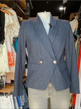 White House Black Market Navy Double-Breasted Tailored Blazer